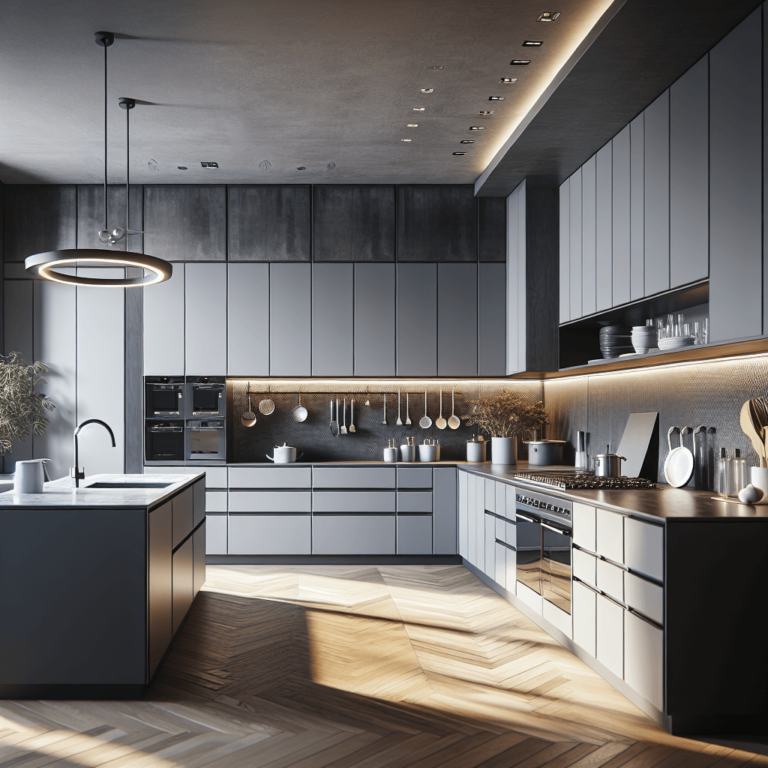 anthrazitfarbene Freistehende Küche-Bochum