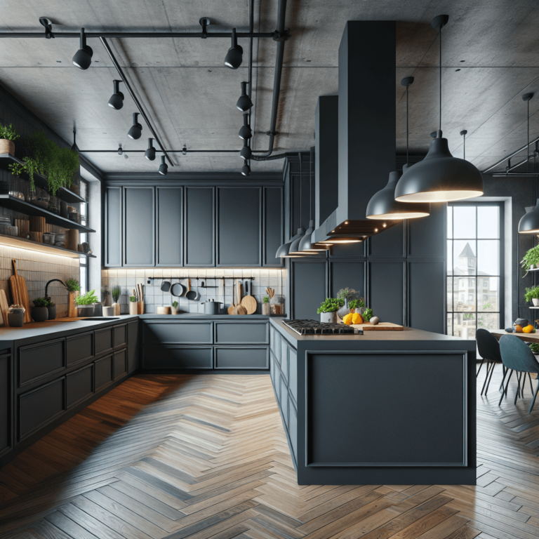 anthrazitfarbene Industrielle Küche-Bochum