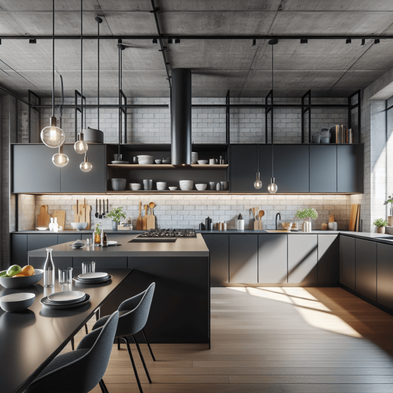 anthrazitfarbene Küche im Loftstil-Bochum