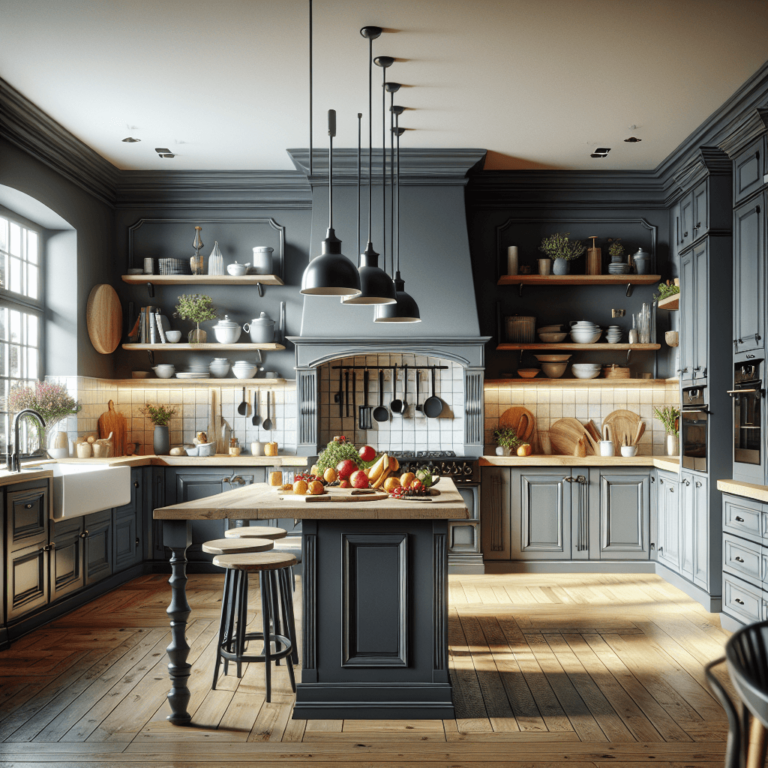 anthrazitfarbene Küche im Shabby Chic Stil-Bochum