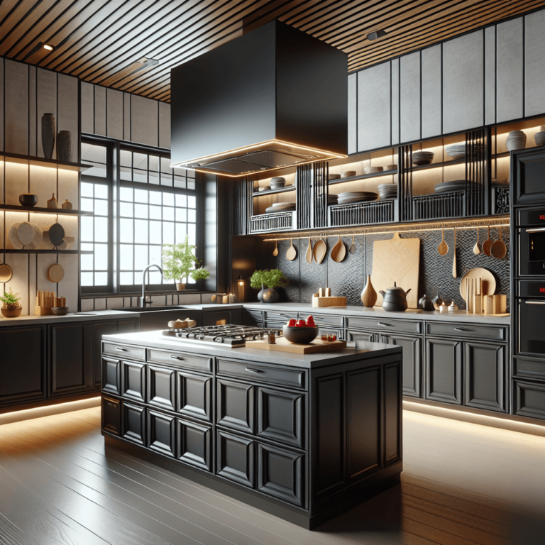 anthrazitfarbene Küche im asiatischen Stil-Bochum