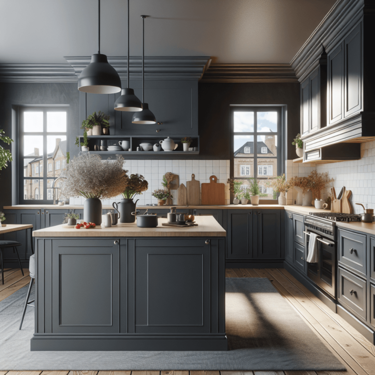 anthrazitfarbene Küche im skandinavischen Stil-Bochum