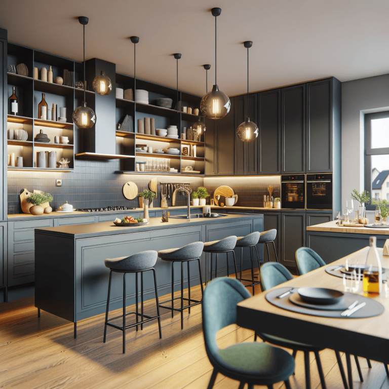 anthrazitfarbene einzeilige Küche-Bochum