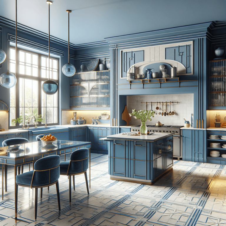 blaue Küche im Art-Deco-Stil-Bochum