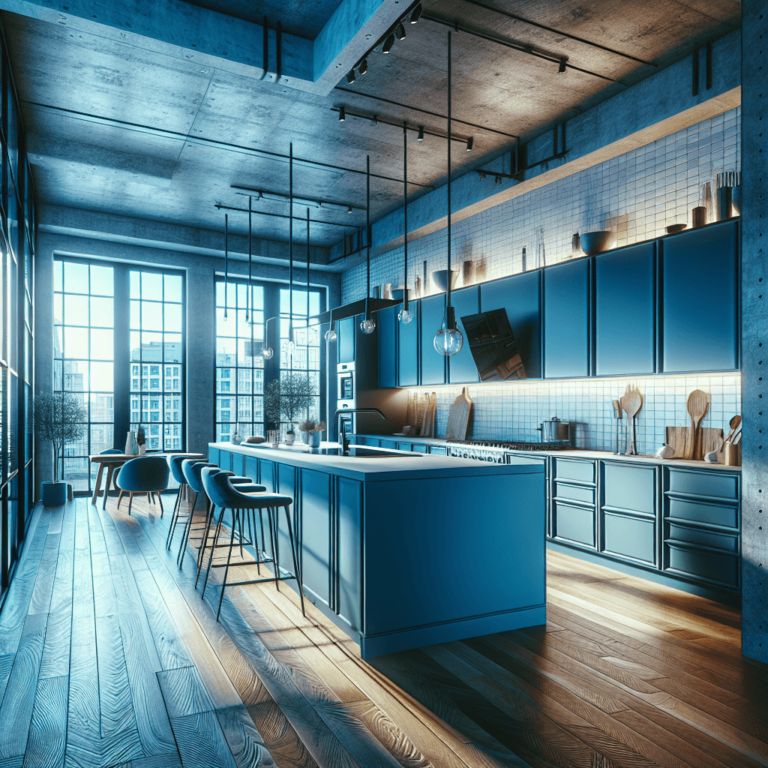 blaue Küche im Loftstil-Bochum