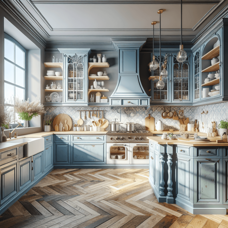 blaue Küche im Shabby Chic Stil-Bochum