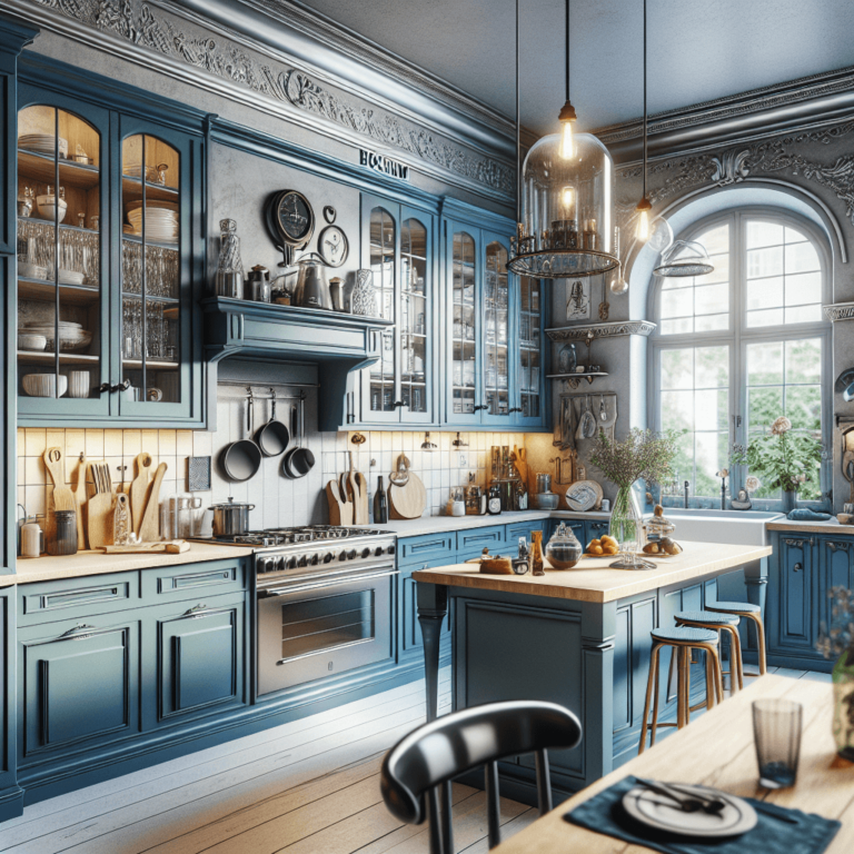 blaue Küche im Vintage Chic Stil-Bochum