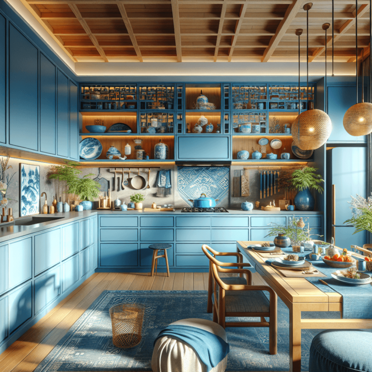 blaue Küche im asiatischen Stil-Bochum