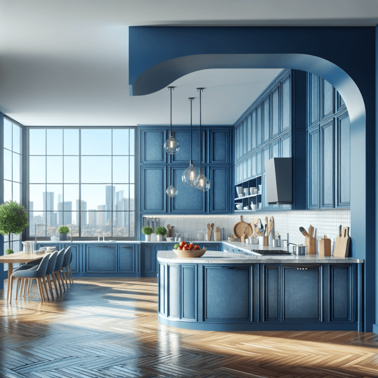 blaue Küche in G-Form-Bochum