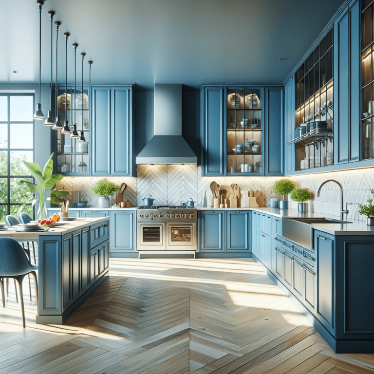 blaue Küche mit Stahlakzenten-Bochum