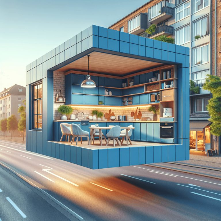 blaue Schwebende Küche-Bochum