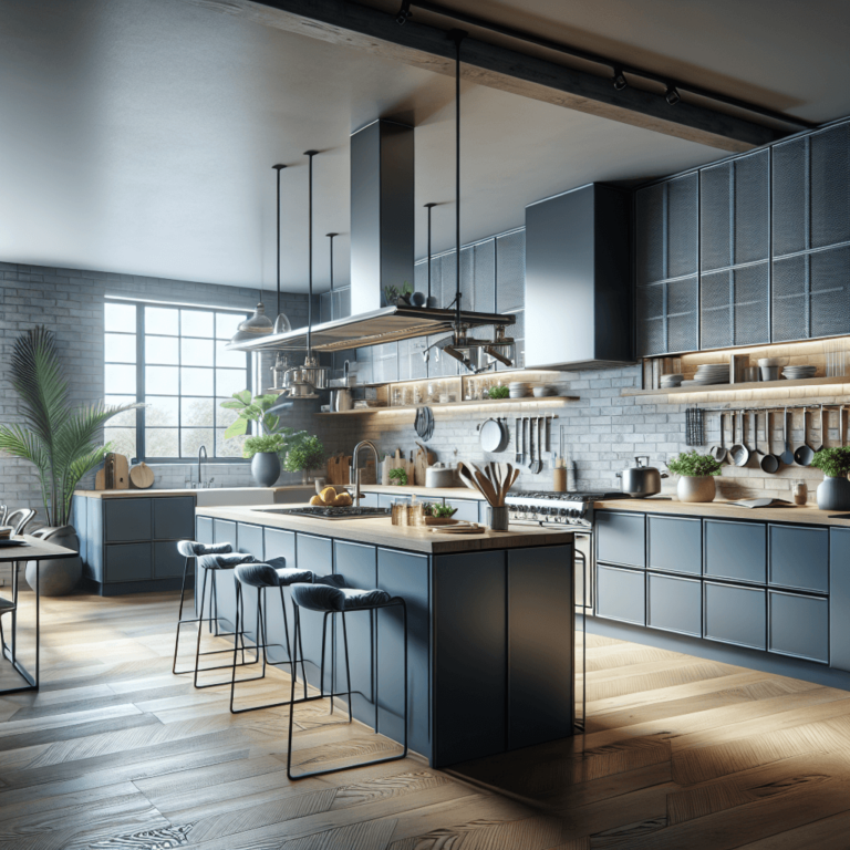 blaugraue Freistehende Küche-Bochum