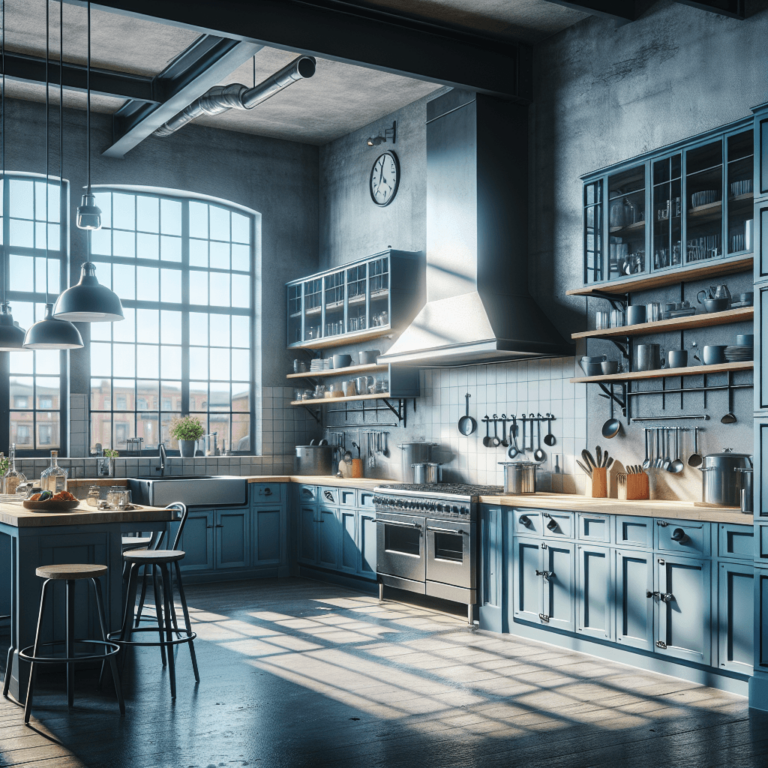blaugraue Industrial Style Küche-Bochum