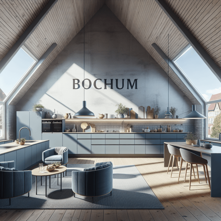 blaugraue Küche für Dachschräge-Bochum