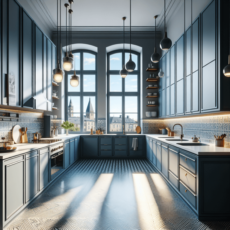 blaugraue Küche im Art-Deco-Stil-Bochum