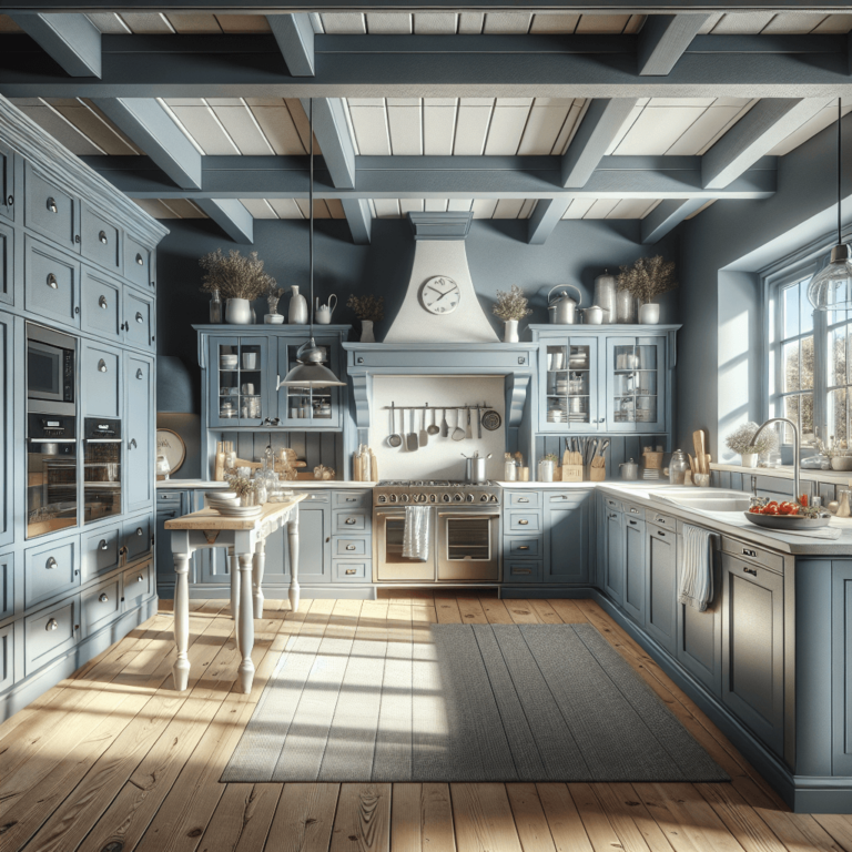 blaugraue Küche im Bauernhausstil-Bochum