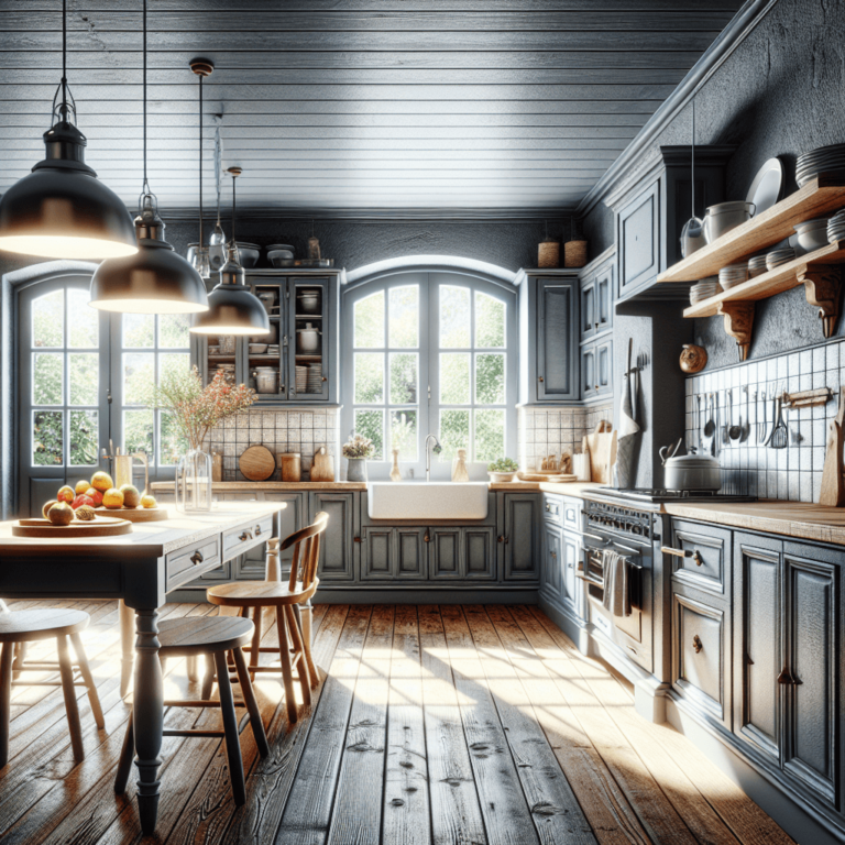 blaugraue Küche im Shabby Chic Stil-Bochum