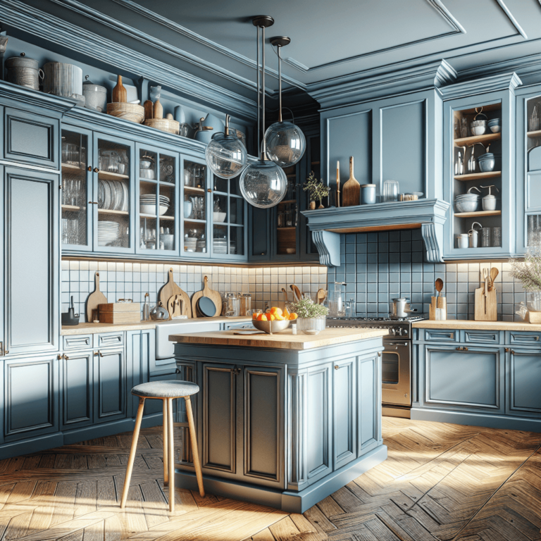 blaugraue Küche im Vintage Chic Stil-Bochum