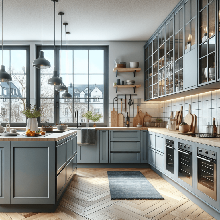 blaugraue Küche im skandinavischen Stil-Bochum