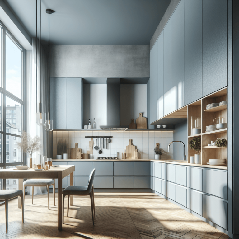 blaugraue Minimalismus Küche-Bochum