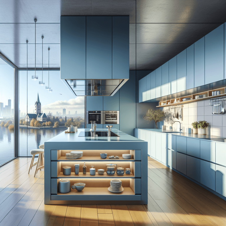 blaugraue Schwebende Küche-Bochum