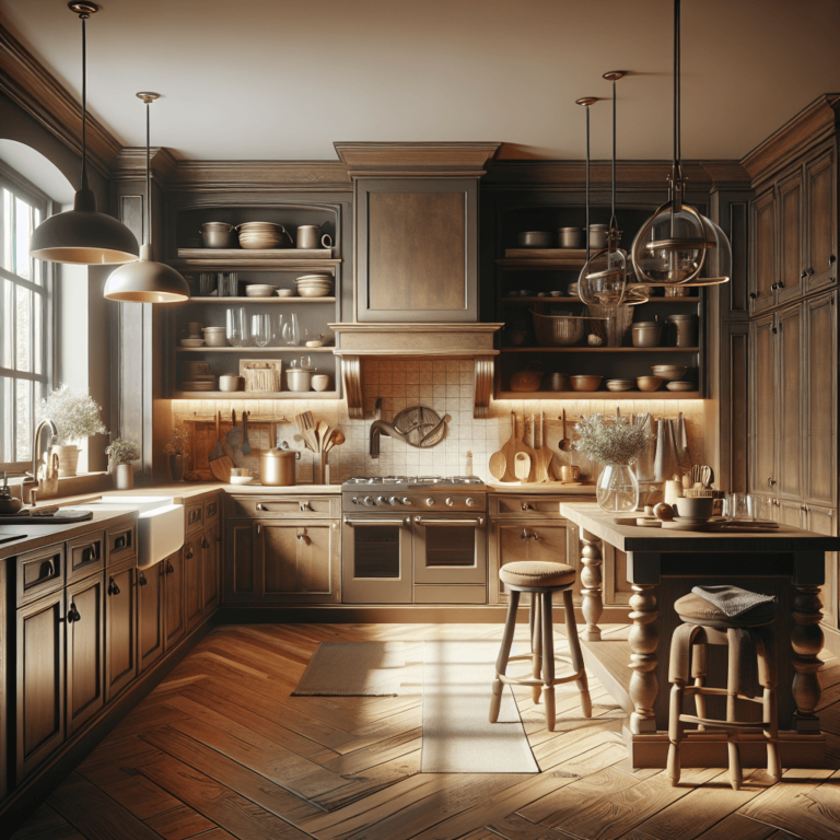 braune Küche im Vintage Chic Stil-Bochum