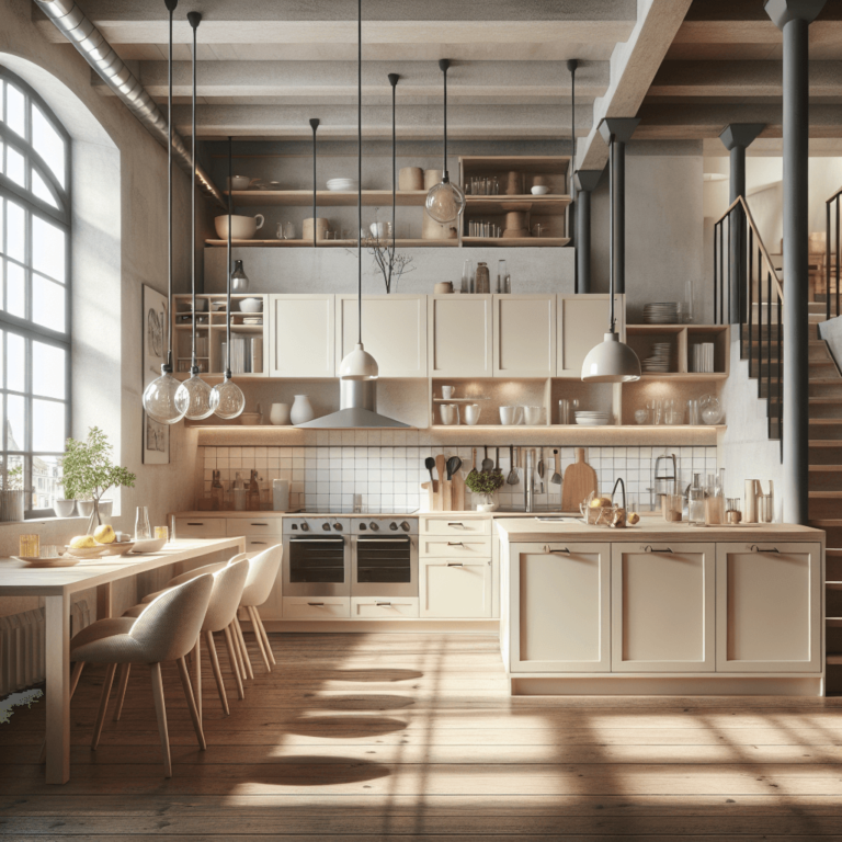 cremefarbene Küche im Loftstil-Bochum