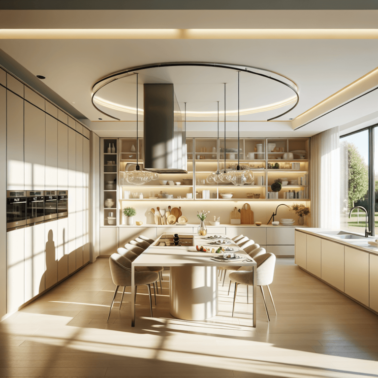 cremefarbene Küche in G-Form-Bochum