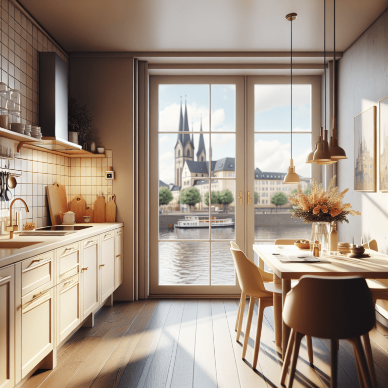 cremefarbene einzeilige Küche-Bochum