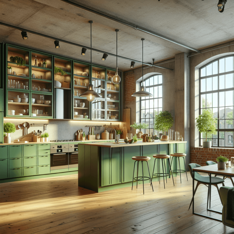 grüne Küche im Loftstil-Bochum