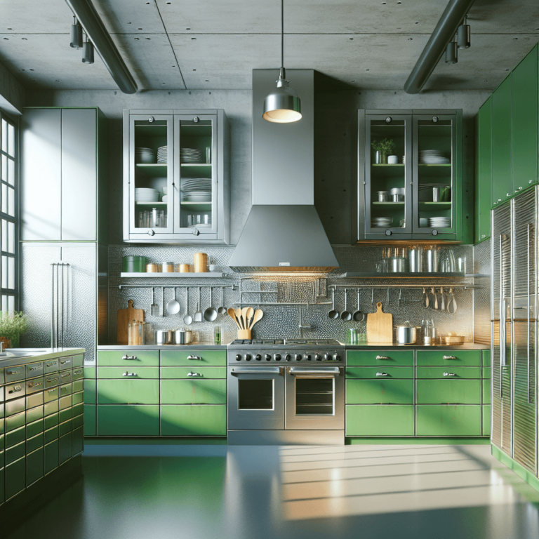 grüne Küche mit Stahlakzenten-Bochum