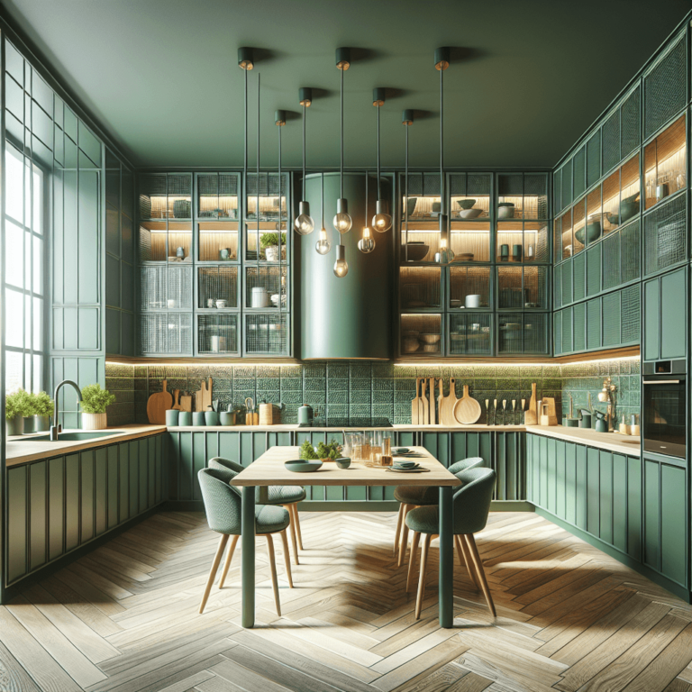 grüne mehrzeilige Küche-Bochum