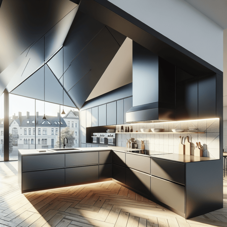 schwarze Küche für Dachschräge-Bochum