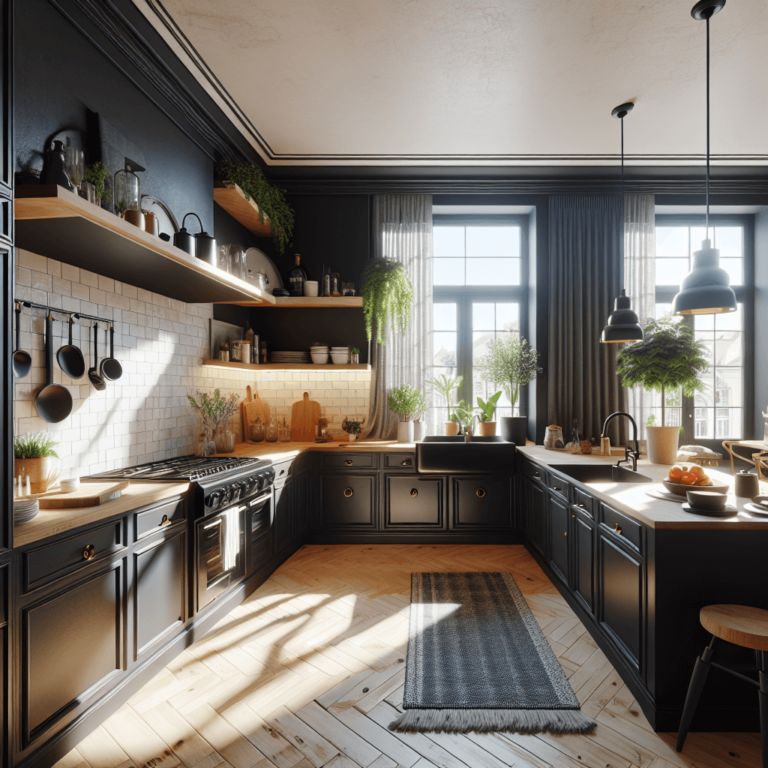schwarze Küche im Vintage Chic Stil-Bochum