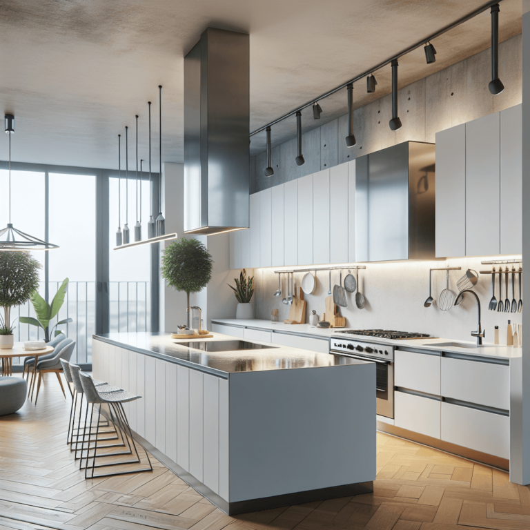 weiße Küche mit Stahlakzenten-Bochum